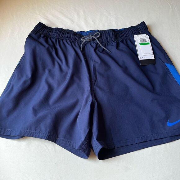 Nike Swim Trunks NWT Men's Size XL Midnight Navy Color Block Mesh Lined Shorts - Picture 7 of 7